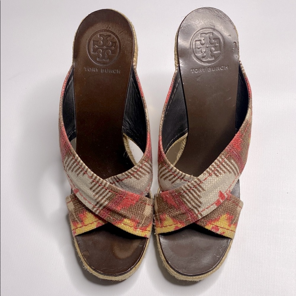 Tory Burch Kristen Espadrille Wedge Canvas Sandals